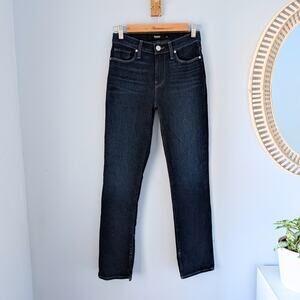 HUDSON JEANS Nico Mid Rise Straight Leg Ankle Slit Dark Wash TDFMRC1291 Sz 25